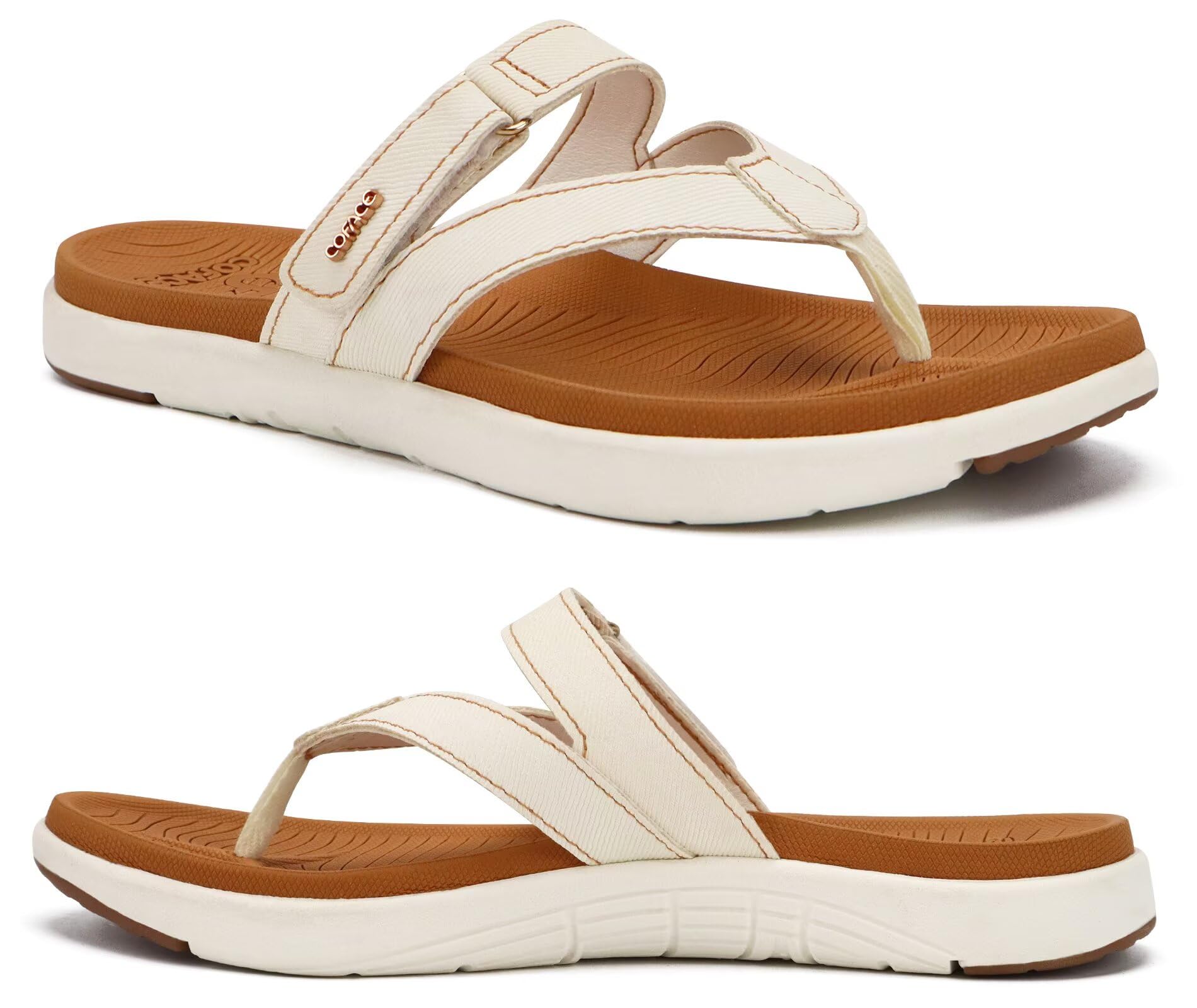 COFACE Flip Flops Women Fashion Orthopedic Comfortable Leather Fabric Elegant To