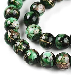 100pcs 8mm Round Glass Beads for Jewelry Making, Dark Green Loose Beads Spacer Beads for Earring Necklace Bracelet Jewelry Supplies