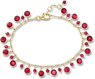 Ross-Simons 14.10 ct. t.w. Ruby Drop Bracelet in 18kt Gold Over Sterling. 7 inches