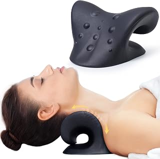 Neck and Shoulder Relaxer Traction Pillow for Muscle Relax Neck Pillow Neck Stretcher (Black)