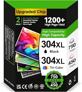 304 XL Ink Cartridges BK/CMY- 750/450+ Pages, Replacement for HP 304 Ink Cartridges Black and Colour Original, Printer Ink 304 High Yield for Envy 5010 5020 5030 5032 5000 DeskJet 3760 2630 2620 2600