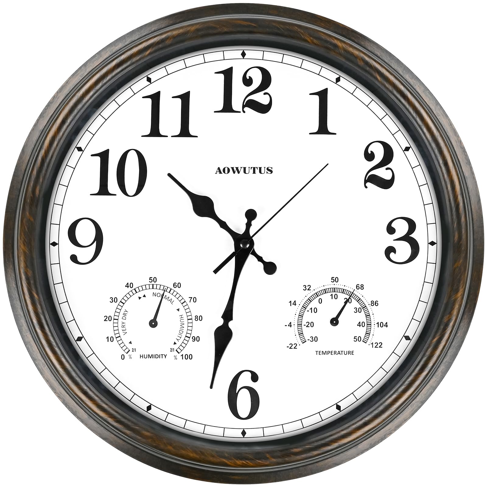 16 in Outdoor Clock - Large Outdoor Clock and Thermometer Hygrometer, Indoor Out