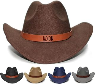 TNYKER Custom Toddler Boys Cowboy Hat Western Hat for Kids Baby Cowgirl Hat | Leather Hatband Cowgirl Hat for Girls Engraved Name Personalized Cowboy Gift Toddler Hats 2-8 Birthday Adult Matching Cap