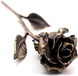 MakuliSmit Handcrafted Bronze Rose Sculpture - 8th & 19th Year Wedding Gift for Her - Solid Metal Forever Flower Keepsake