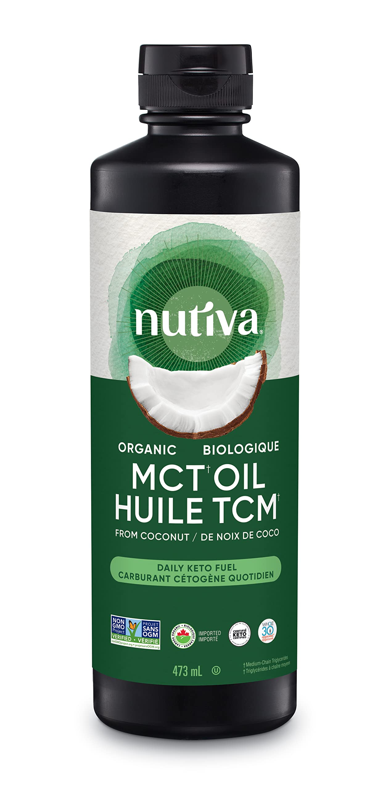 Nutiva Organic MCT Oil, Unflavored, 473 mL | Organic, Non-GMO, Non-BPA | Vegan, 