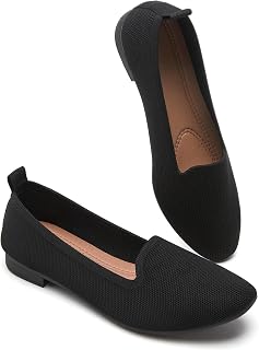 BABUDOG Womens Sparkly Shiny Mesh Soft Memory Foam Flat Shoes, black, 41 EU