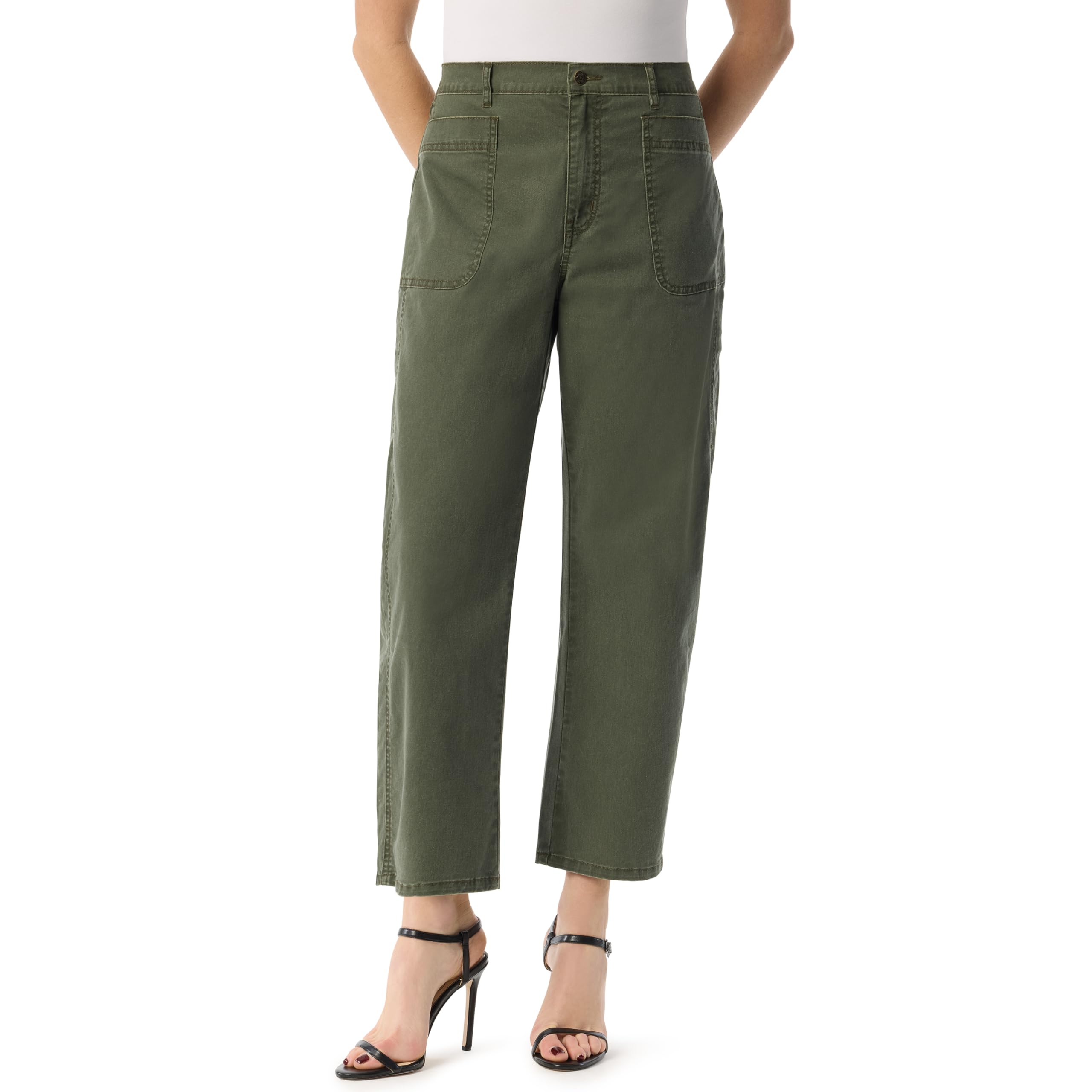 Jessica Simpson Women's Relaxed Barrel Zip Front Wide Leg Ankle Standard Jeans