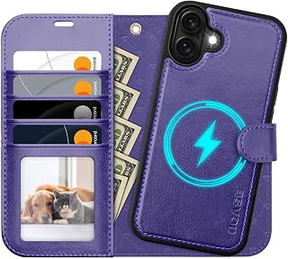 OCASE Case for iPhone 16 Plus (2-in-1) Leather Shockproof Case, Purple