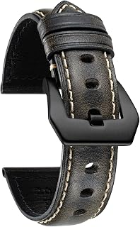 BINLUN Leather Watch Strap for Men Women Leather Straps 18mm 20mm 22mm 24mm 26mm Vintege Retro Leather Strap Black Blue Brown Green Red