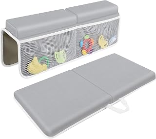 JJGoo Bath Kneeler with Elbow Rest Pad Set, 1.5 inch Kneeling Pad Mat for Bathtub - Gray