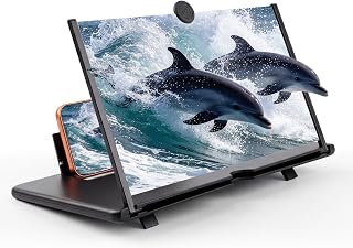 14" Phone Screen Magnifier, 3D HD Mobile Phone Magnifier Projector Screen, Foldable Phone Stand with Movie Screen Amplifier for Movies, Videos, Supports All Smartphones