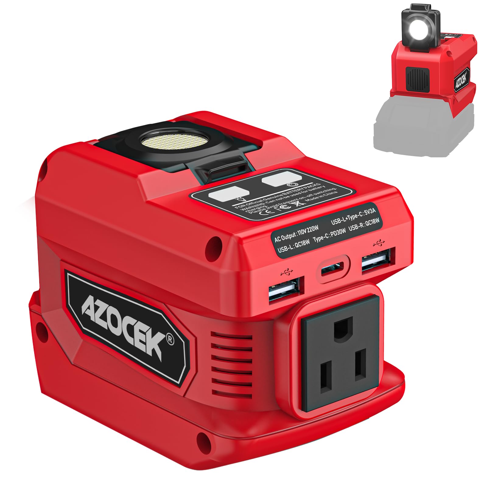 220W Azocek Power Inverter Compatible with Milwaukee 18V Battery | Battery not i