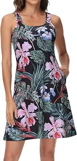 Women’s UPF 50+ Tank Dress A-Line with Pockets Breathable Quick Dry Sun Protection for Hiking Camping Beach Outdoor