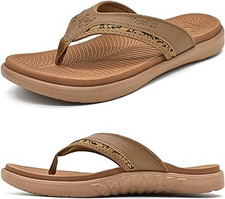 KuaiLu Mens Sport Flip Flops Orthotic Thong Sandals With Arch Support