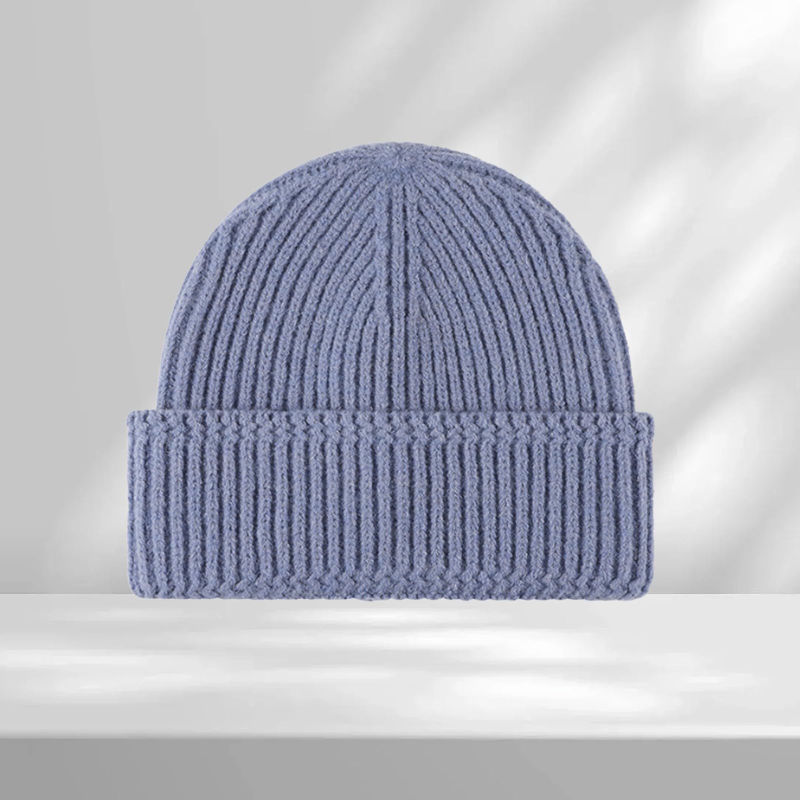 Color block knit hat with contrast cuffs for a stylish and casual outfit