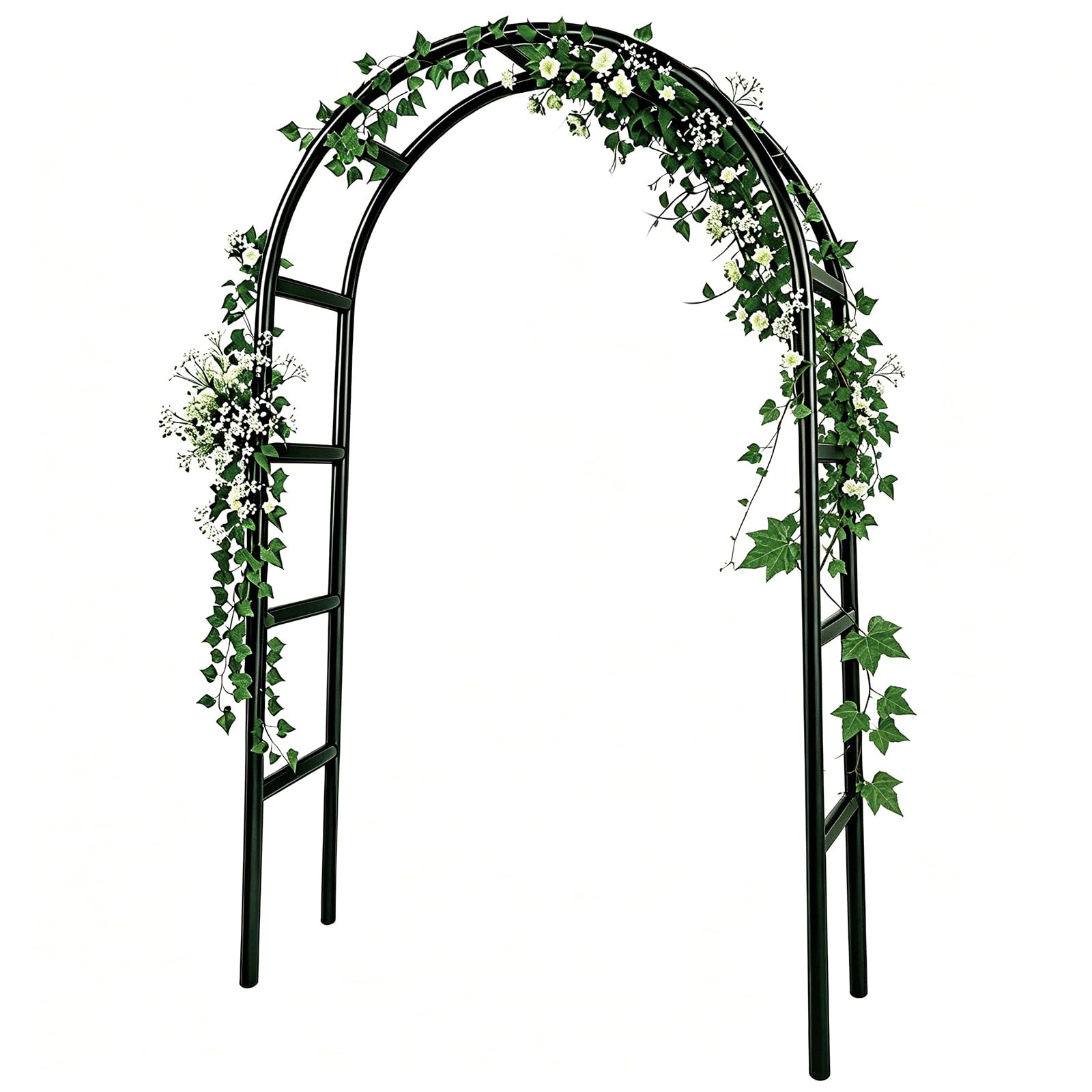 RUBFAC 7.8ft Garden Arch, Metal Trellis for Climbing Plants Outdoor | Black Gard