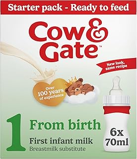 Cow & Gate 1 First Baby Milk Liquid Formula Starter Pack From Birth, 6x70ml | Ready to use baby milk formula liquid