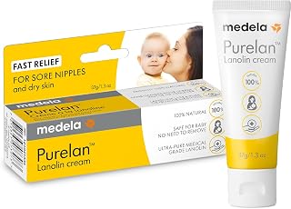 Medela Purelan Lanolin Nipple Cream, Quick Relief for Sore Nipples and Dry Skin, Natural Ingredients, Hypoallergenic and Dermatologically Tested, Fragrance Free, 37g