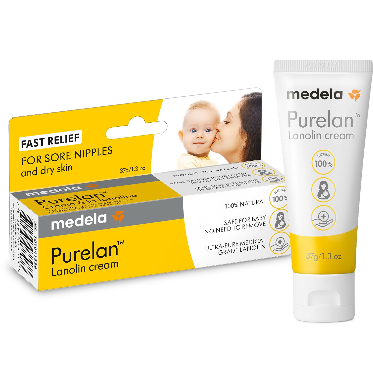 Medela Purelan Lanolin Nipple Cream, Quick Relief for Sore Nipples and Dry Skin,