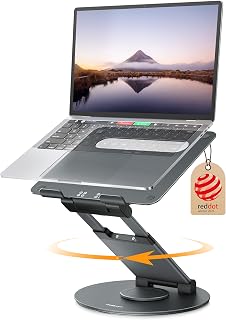 Nulaxy 18" Height Telescopic 360 Rotating Aluminum Laptop Stand Desk, Gray