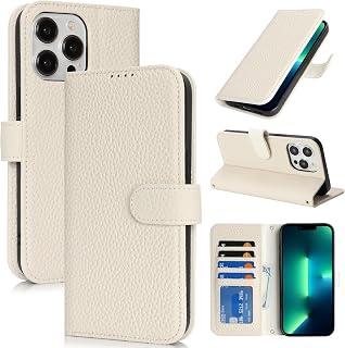 SailorTech Case for iPhone 12 Pro Max Genuine Leather with Wallet Card Slot, Flip Folio with Kickstand Magnetic Leather Protective Shockproof Phone Case for iPhone 12 Pro Max Case -White