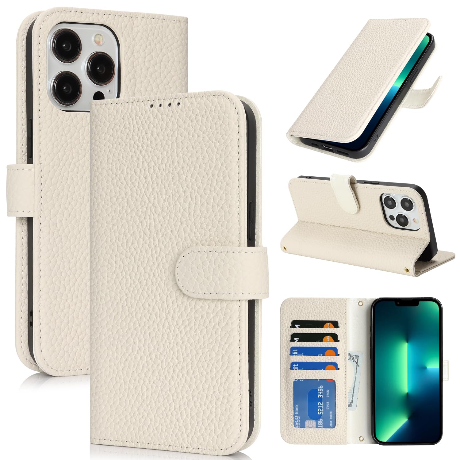 SailorTech Case for iPhone 12 Pro Max Genuine Leather with Wallet Card Slot, Fli