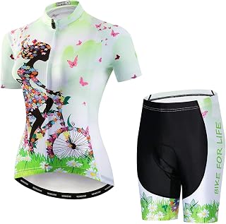Hotlion Women's Cycling Jersey Set 3D Gel Padded Bike Clothes Breathable Bicycle Clothing Suit
