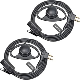 UAYESOK D-Shape Radio Earpiece 2-Pin for Motorola CP040 DP1400 2 Pack | walkie talkie headset with microphone, over ear, compatible with Motorola XT420 Hytera two-way radios, for security guard