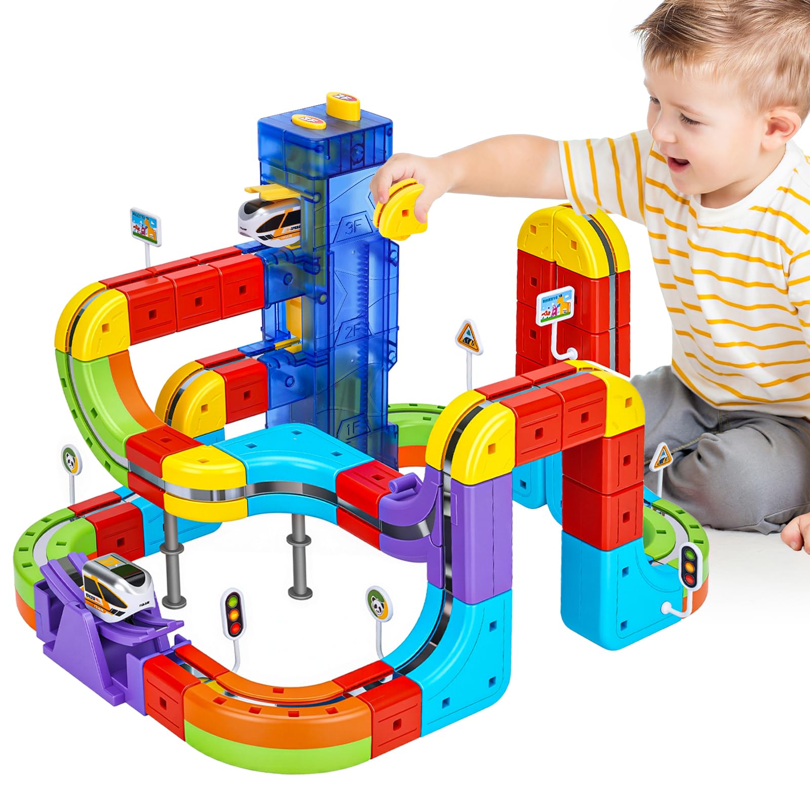 2 New Features, Elevating Lift & Fun Seesaw, 3D Infinity Track Electric Train Se