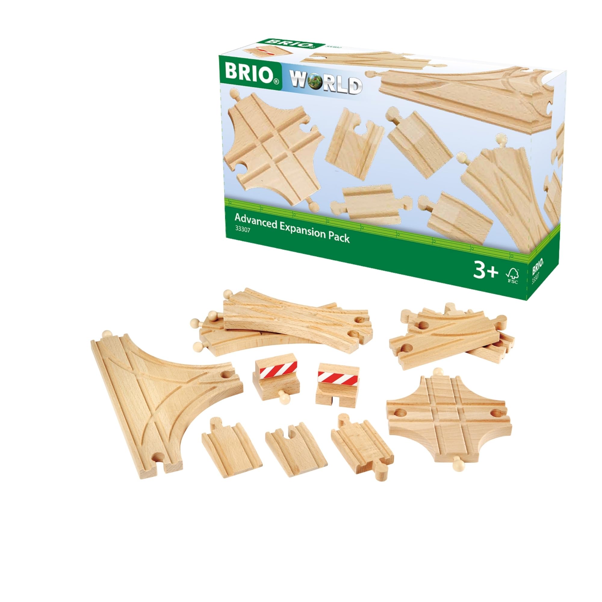 BRIO World Advanced Expansion Pack - 11-Piece Wooden Train Track - FSC-Certified