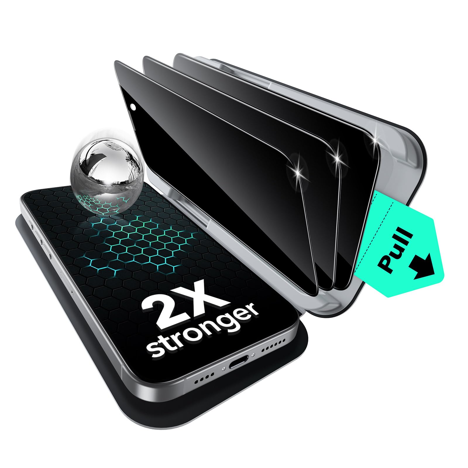 ESR 3 Stück für iPhone 14 Pro Max für Panzerglas Sichtschutz, Classic
