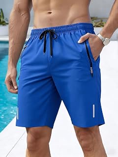 Mens Casual Shorts Elastic Waist Pockets Gym Running Sports Shorts