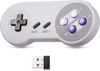 2.4GHz Retro Wireless SNES USB Controller, Rechargeable Classic Wireless SNES Remote Emulator Controller for Windows PC MAC,Raspberry PI
