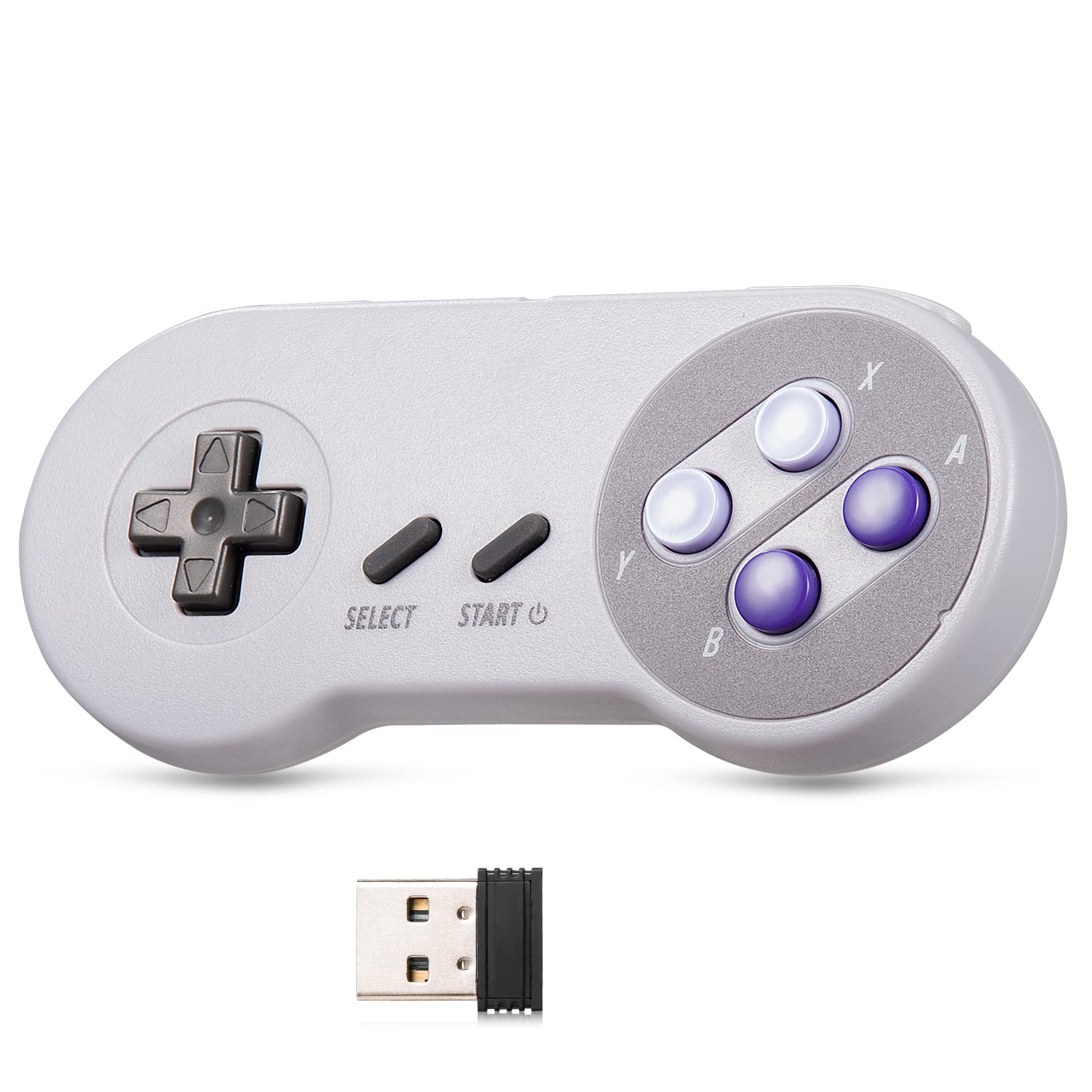 2.4GHz Retro Wireless SNES USB Controller, Rechargeable Classic Wireless SNES Re
