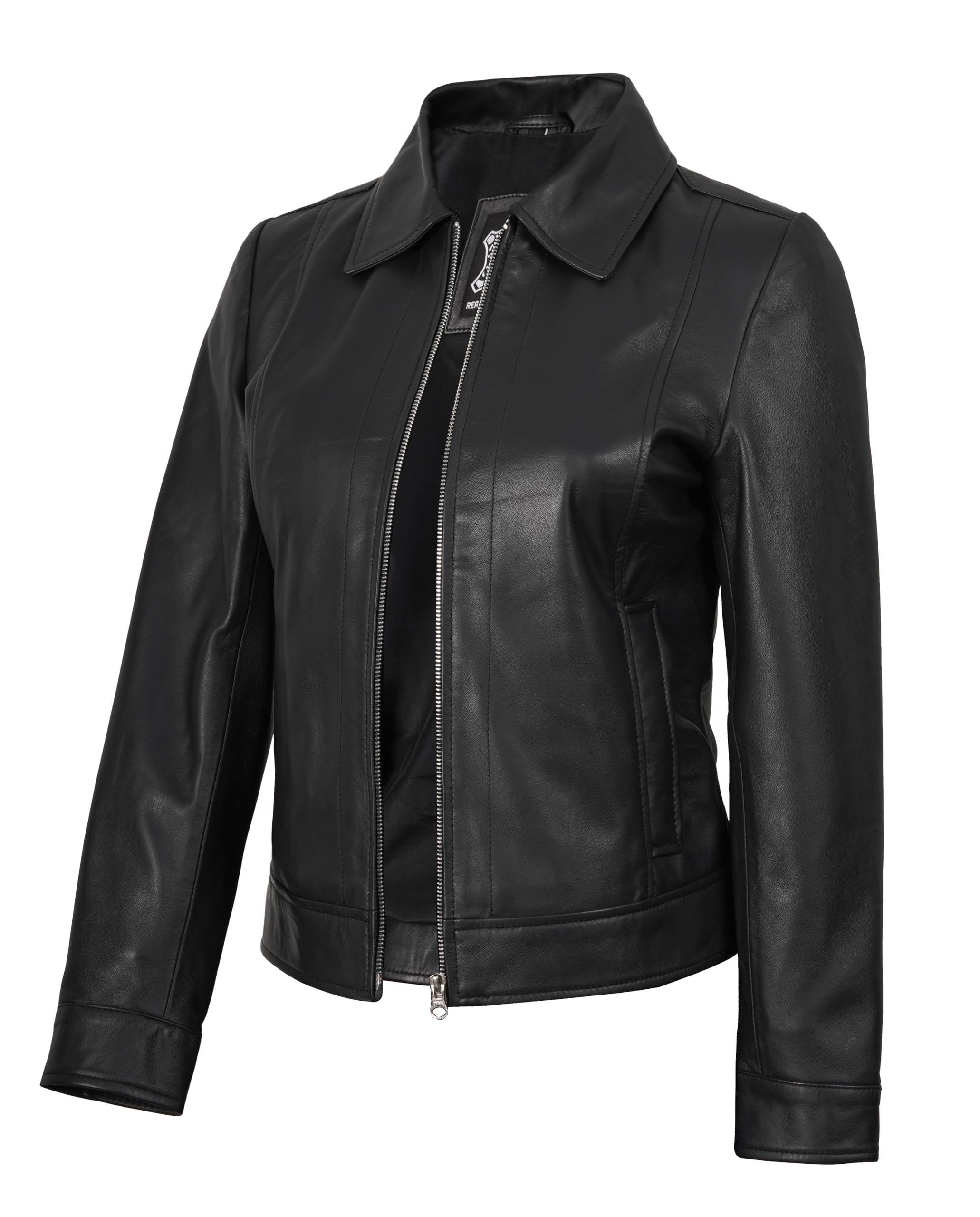 fjackets Veste en cuir pour femme – Véritable peau d'agneau décontractée pour fe