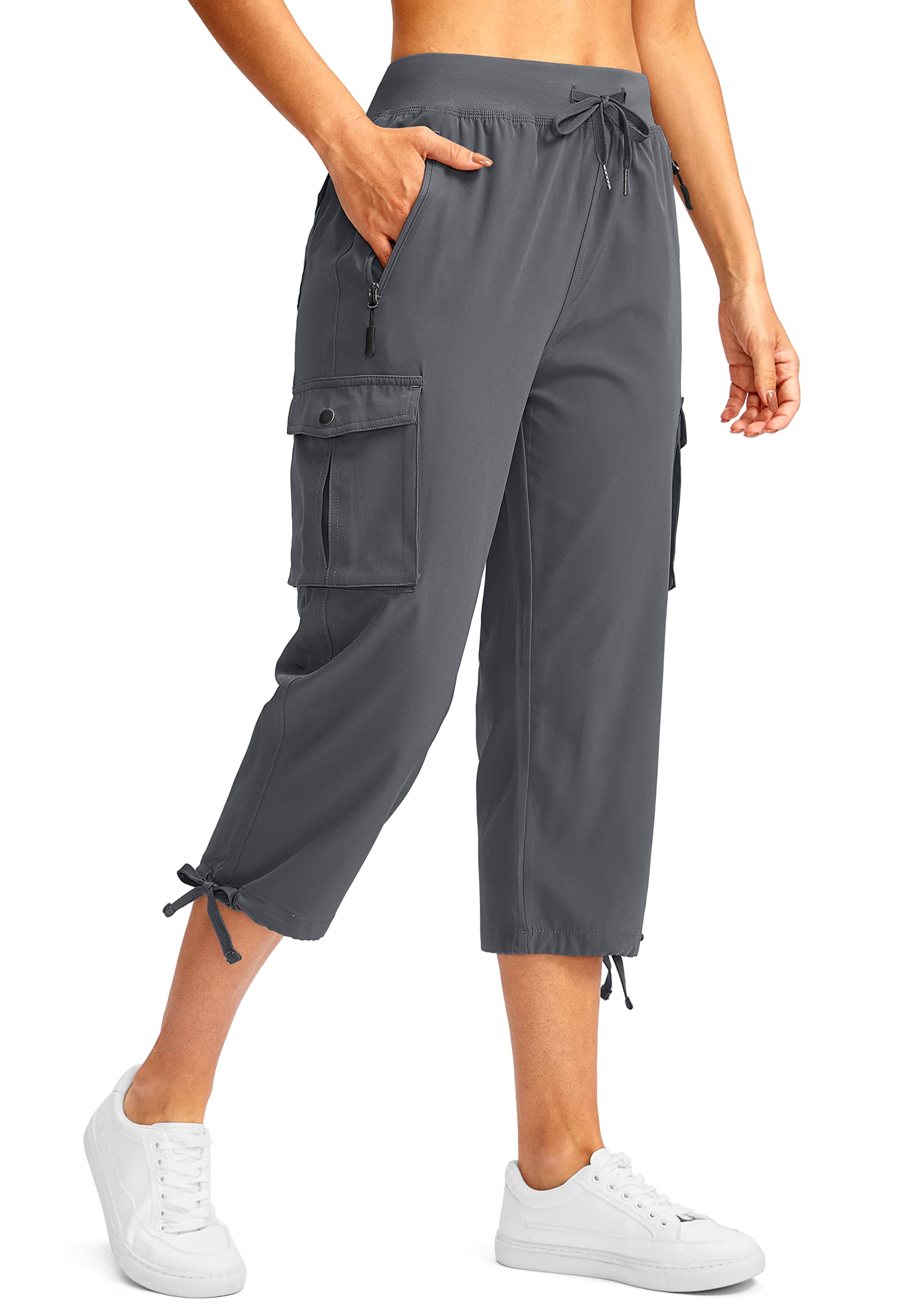 Soothfeel Women's Cargo Capris Pants with 6 Pockets Lightweight Quick Dry Travel