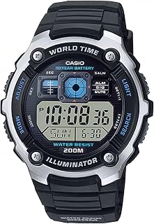 Casio Men's Silver-Tone Multi-Functional Digital Sport Watch Black AE2000W-1AV