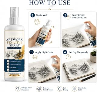 Fixative Spray for Art and Fabric,Spray Fixative for Artwork,Workable FixativeSpray for Art,Sketch Book Drawing Fixative (1pc)