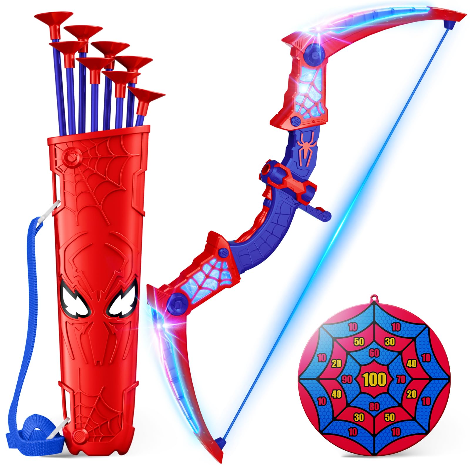 Spider Toys for Boys Age 3-4 4-6 6-8 8-12, Kids Toy BowArrow Shooting Set with R
