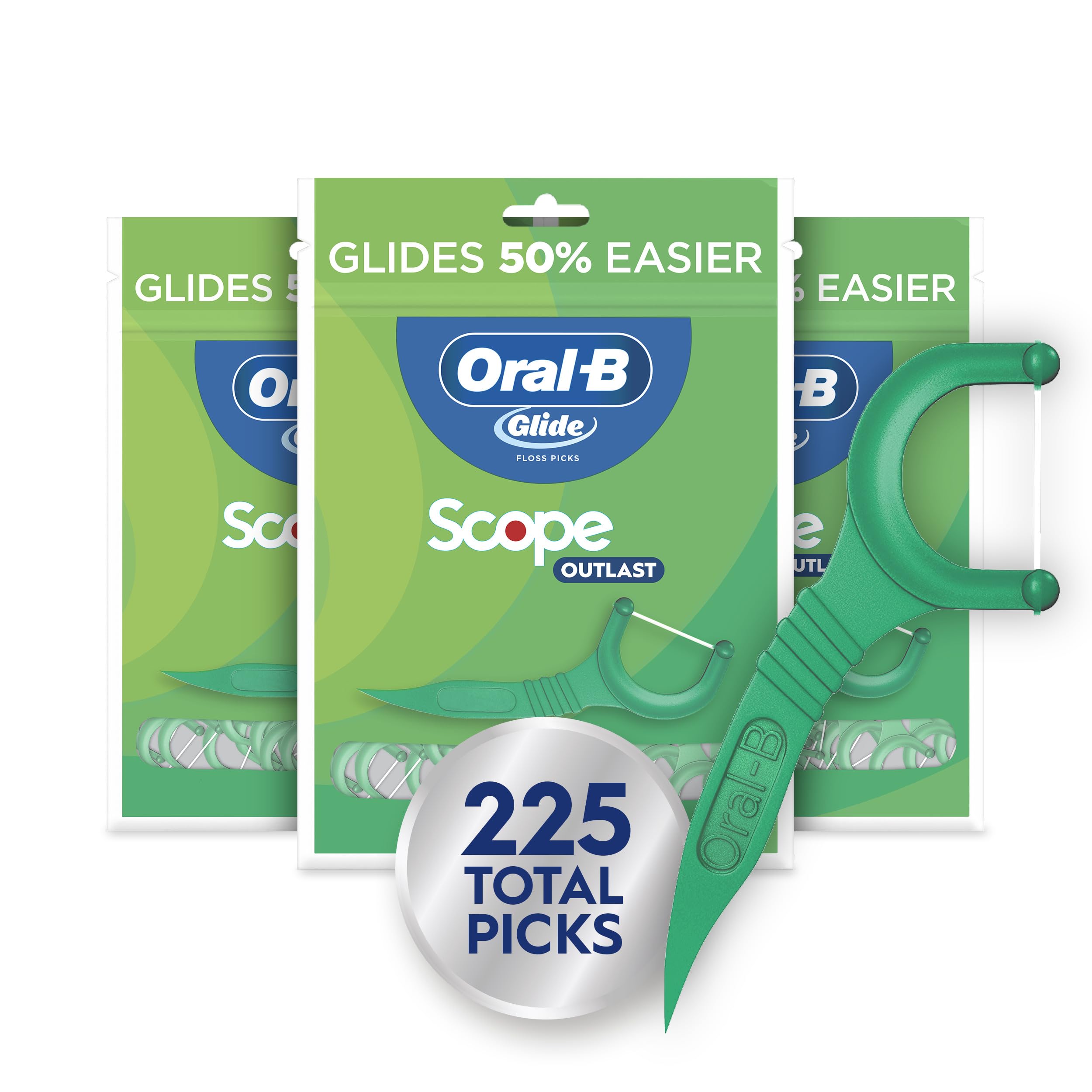 Oral-B Glide Mint Dental Floss Picks with Long Lasting Scope Flavor, 75 Count, P