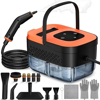 Steam Cleaner, Portable Steamer for Cleaning with 16pcs Accessories, 6-Level Adjustable, 15s Heat-Up, Handheld Steam Cleaner for Home for Tile, Grease, Dirt, Grout, Car Detailing, Light Orange
