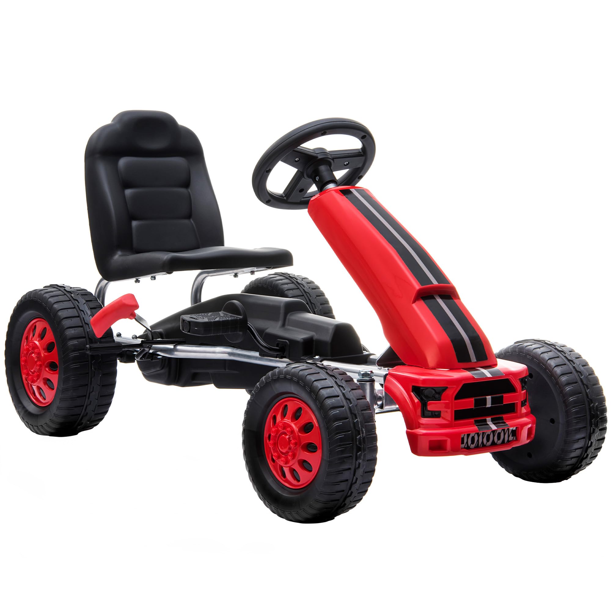 Qaba Pedal Go Kart for Kids Lightweight Aluminum Frame Steering Wheel Red | Manu