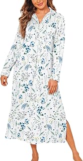 Ekouaer Long Sleeves Nightgowns for Women Button Down Night Gown