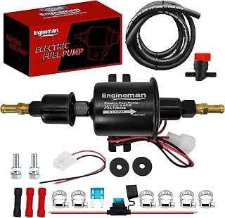 ENGINEMAN Universal Electric Fuel Pump Kit 12V 3-6 PSI Low Pressure with Fuel Filter 6.56 FT 5/16" ID Fuel Line Replacement For Carburetor Lawn Mower Gas Diesel Fuel Transfer Pump