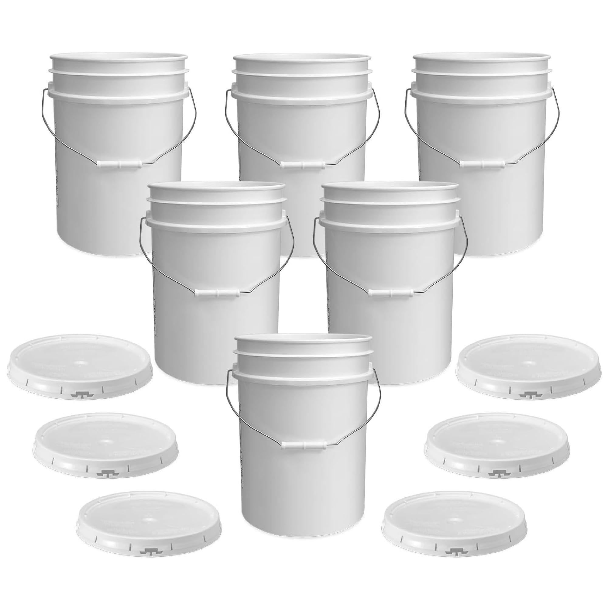 ePackageSupply 5 Gallon Bucket - Food Grade w/Lid BPA-Free, 6 Pack - White | Air