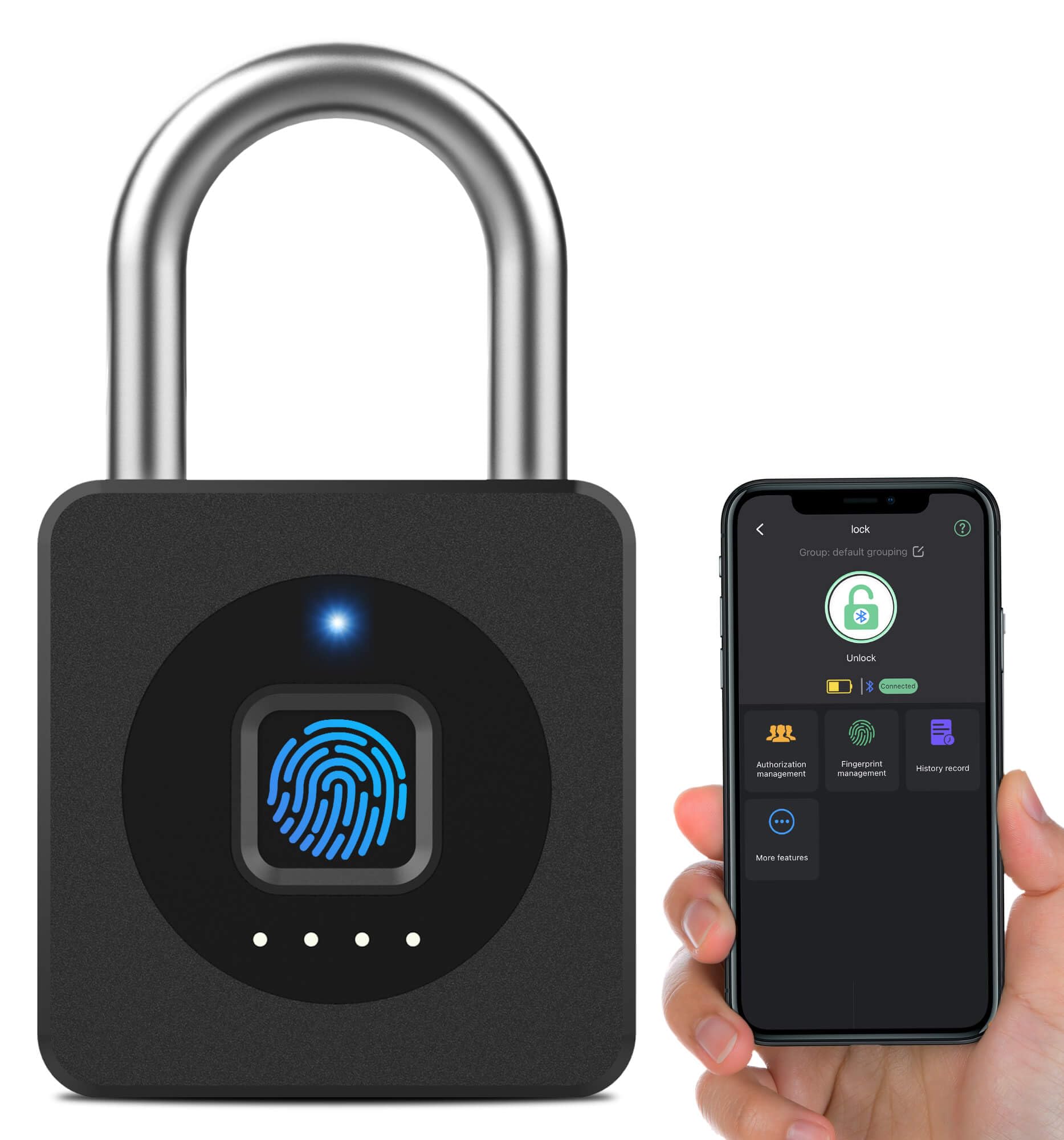 eLinkSmart Fingerprint Gym Locker Lock, Keyless Biometric Padlock, Weatherproof 