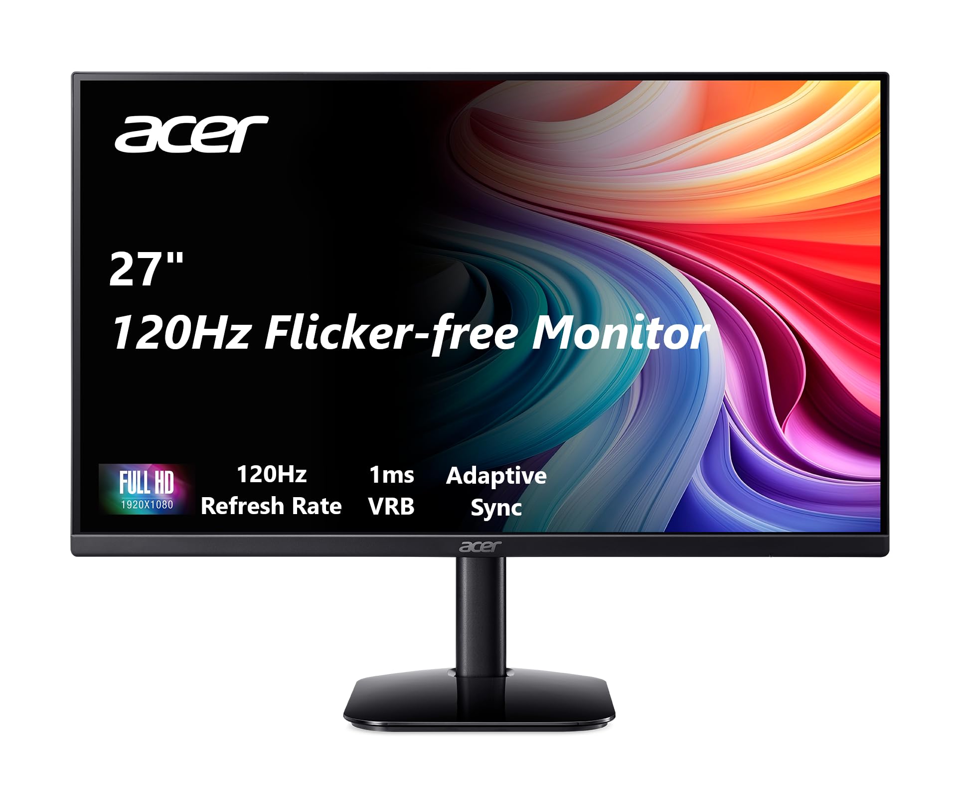 Acer 27in FHD 1920x1080 IPS 120Hz Gaming Monitor | Office KB272 G0bi | 1ms, Adap