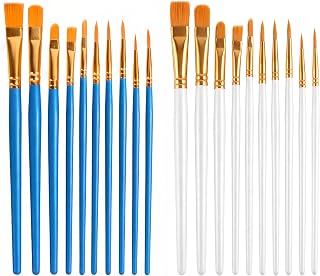 10 Pcs Paint Brushes Set 2 Pieces Round Pointed Tip Nylon Detail Paint Brushes Art Brushes Acrylic Oil Painting Brushes for Face Nail Body Art Miniature Model
