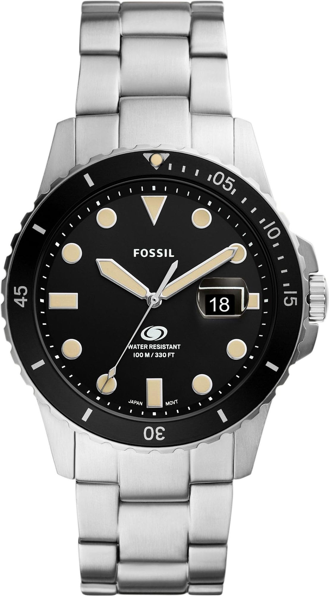 Fossil Blue Men's Quartz Watch with Stainless Steel Bracelet or Leather Strap
