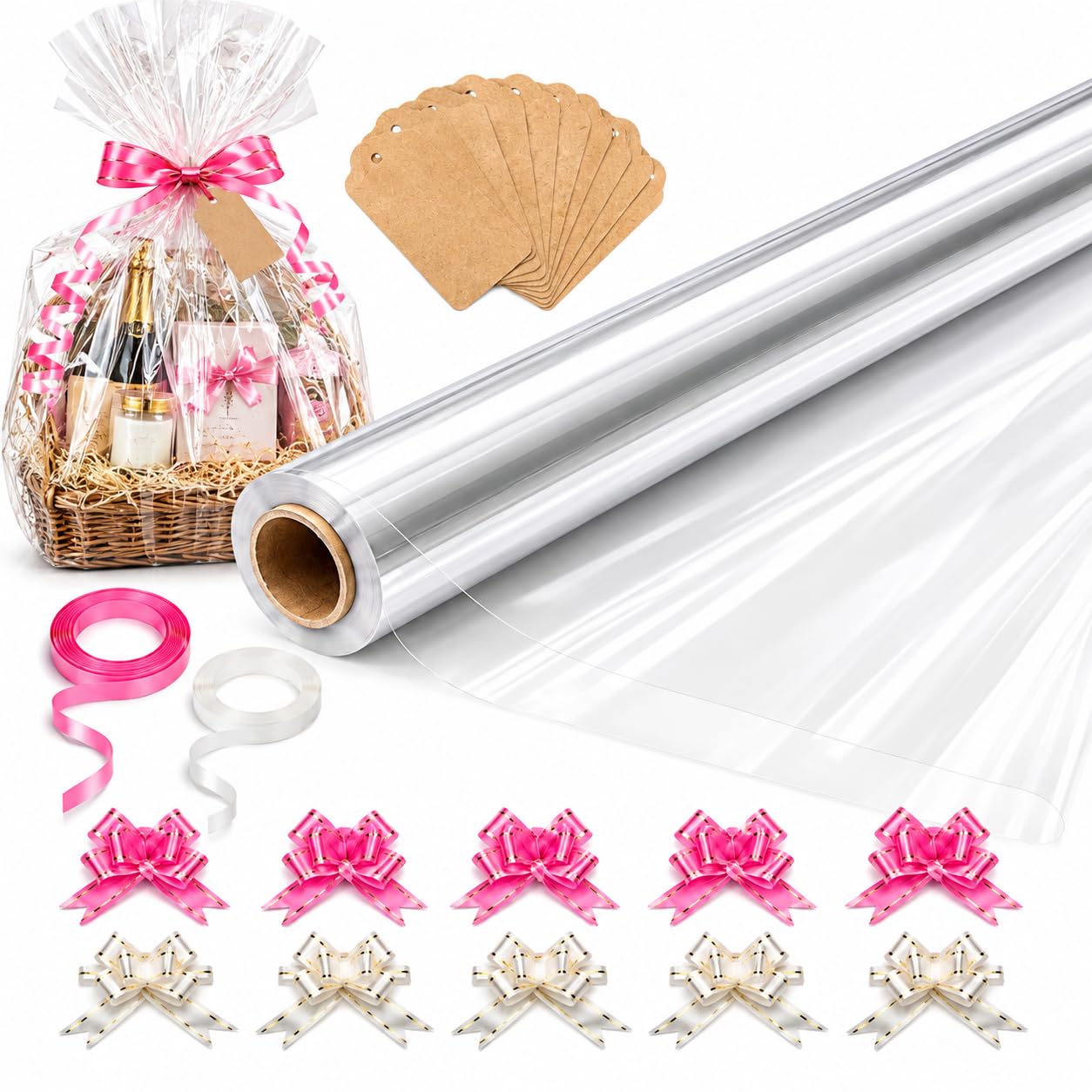 HURUC Cellophane Wrap Roll Clear 80cm x 30m Extra Wide